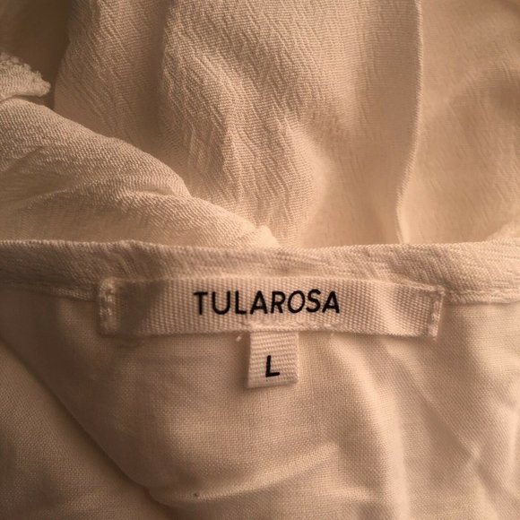 Tularosa Tie Front Midi Dress White Boho Ruffle L - Picture 4 of 6